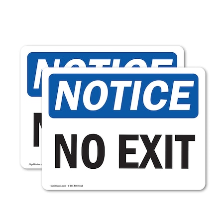 Signmission No Exit, 10 in W x Rectangle, Vinyl Decal OS-2PACK-NS-D-710-L-14530